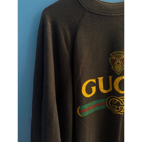 Vintage Gucci Crewneck Sweatshirt Black Pullover Men's Size Medium-Large? - Picture 3 of 3